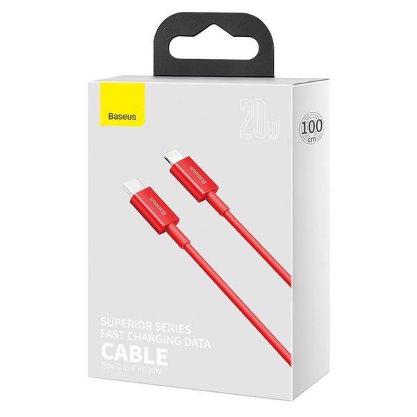 Baseus Superior kabel USB Typ C - Lightning do szybkiego ładowania Power Delivery 20 W 1 m czerwony (CATLYS-A09)-2194009