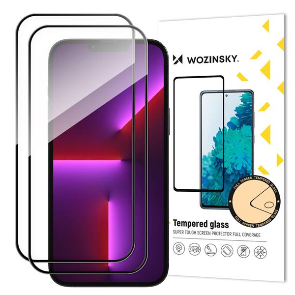 Wozinsky zestaw 2x super wytrzymałe szkło hartowane Full Glue na cały ekran z ramką Case Friendly iPhone 14 Pro Max czarny-2400421
