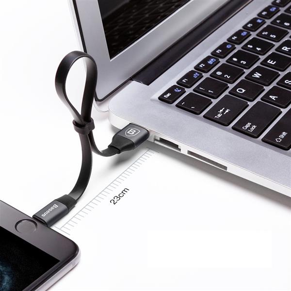 Baseus Nimble płaski kabel przewód USB / Lightning z uchwytem 2A 0,23M czarny (CALMBJ-B01)-2142607