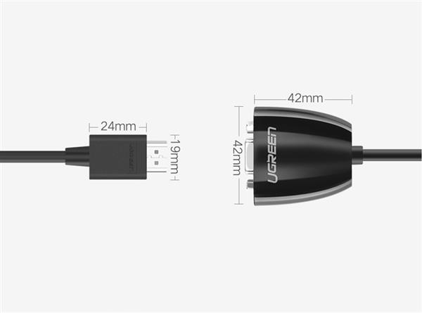 Ugreen kabel przewód przejściówka adapter jednokierunkowy z HDMI (męski) do VGA (żeński) FHD czarny (MM105 40253)-2170469