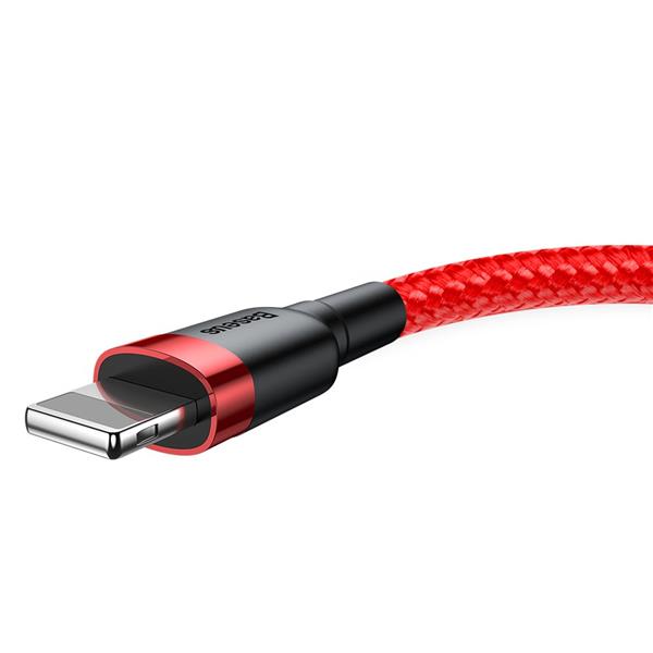 Baseus Cafule Cable wytrzymały nylonowy kabel przewód USB / Lightning QC3.0 2.4A 0,5M czerwony (CALKLF-A09)-2141647