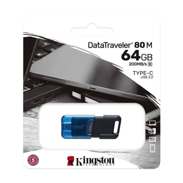 Kingston pendrive DataTraveler 80M USB-C 200MB/s 64GB czarno-niebieski-3014840