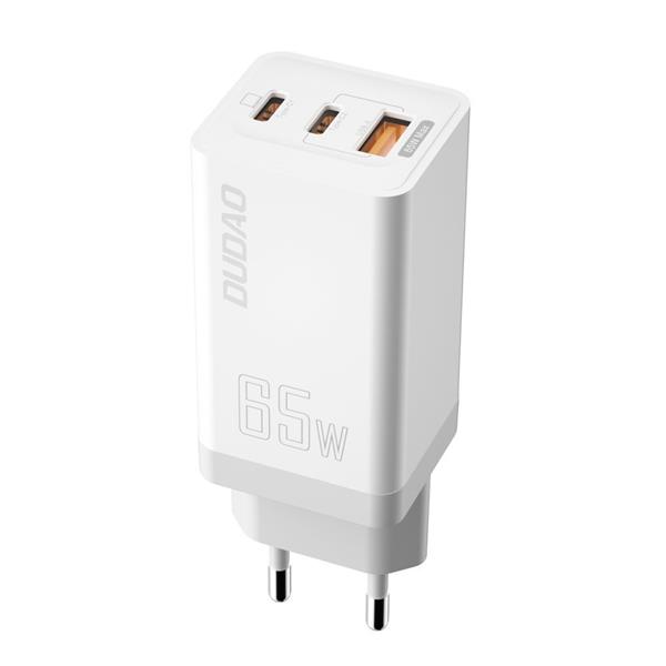 Dudao GaN szybka ładowarka sieciowa 65 W USB / 2x USB Typ C Quick Charge Power Delivery (azotek galu) biały (A7xs white)-2602171
