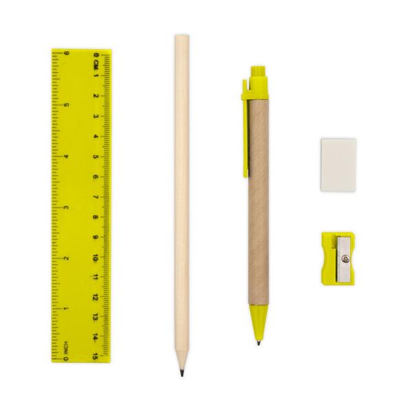 Zestaw szkolny, piórnik, ołówek, długopis, linijka, gumka i temperówka | Tobias-2655508