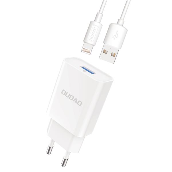 Dudao ładowarka sieciowa USB QC3.0 12W biały + kabel Lightning 1m (A3EU)-2270477