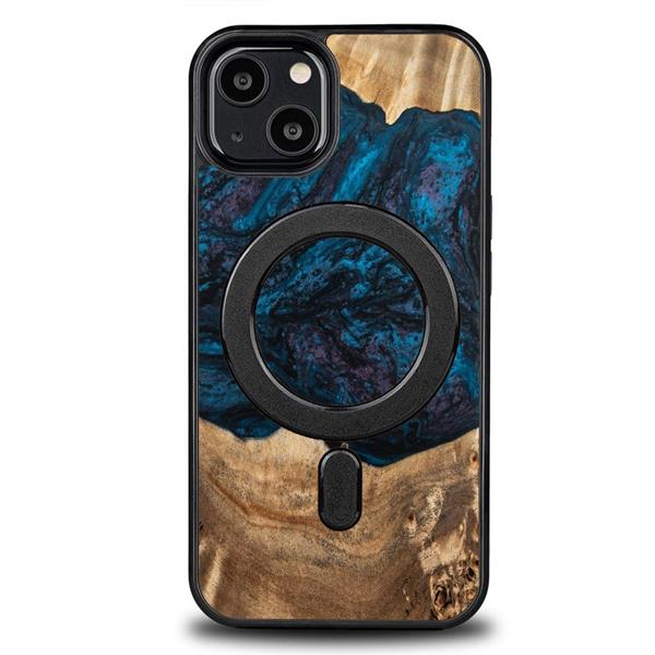 Etui z drewna i żywicy na iPhone 13 MagSafe Bewood Unique Neptun - granatowo-czarne-3132799