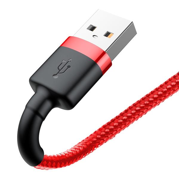 Baseus Cafule Cable wytrzymały nylonowy kabel przewód USB / Lightning QC3.0 2.4A 0,5M czerwony (CALKLF-A09)-2141648