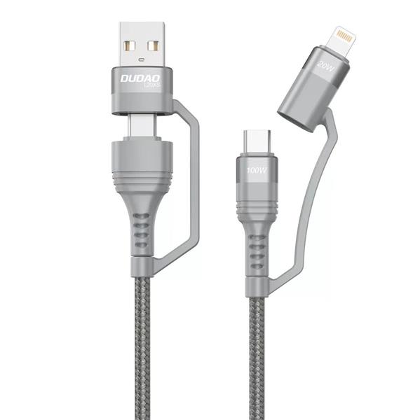Dudao kabel przewód 2w1 USB Typ C PD - USB Typ C Power Delivery (60 W) + Lightning (18 W) 1 m szary (L20 gray)-2171558