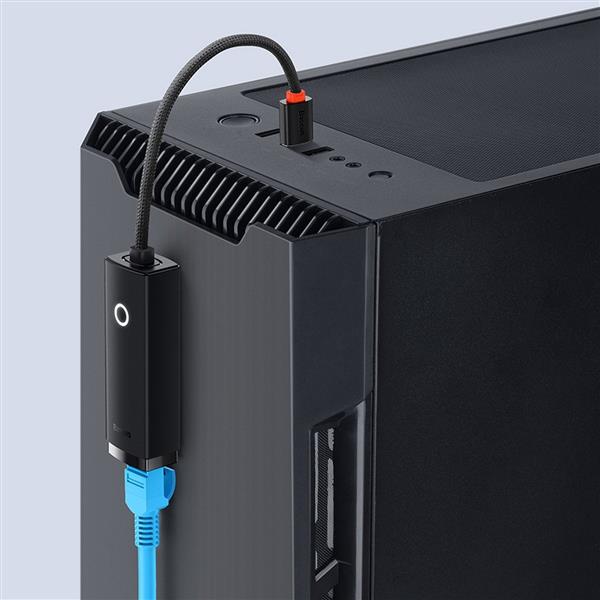 Baseus Lite Series adapter USB Typ A - RJ45 gniazdo LAN 100Mbps czarny (WKQX000001)-2388138