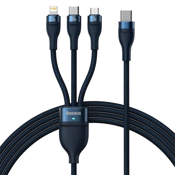 Baseus Flash Series II kabel USB Typ C / USB Typ A - USB Typ C / Lightning / micro USB 100 W 1,5 m niebieski (CASS030203)-2299742