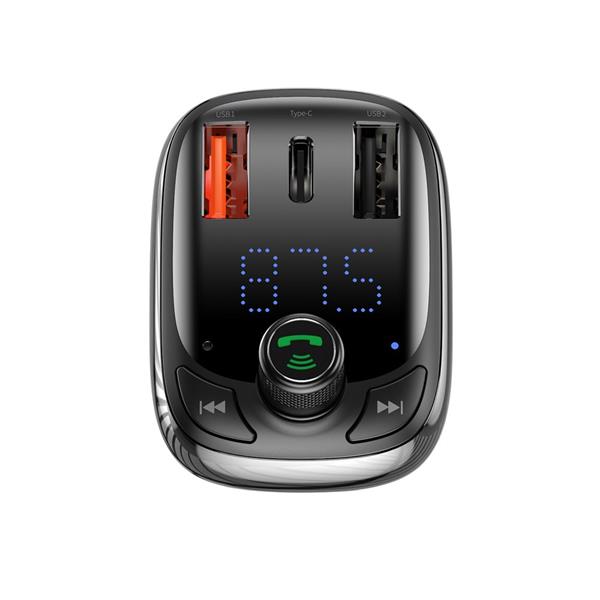 Baseus Transmiter FM Bluetooth 5.0 ładowarka samochodowa PPS Quick Charge QC4.0 Power Delivery USB Typ C / micro SD 5A 36W czarny (CCTM-B01)-2144914