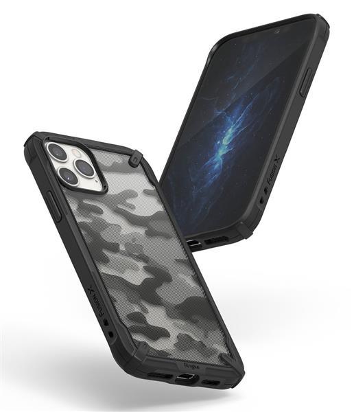 Ringke Fusion X Design etui pancerny pokrowiec z ramką iPhone 12 Pro Max czarny Camo Black (XDAP0017)-2168304