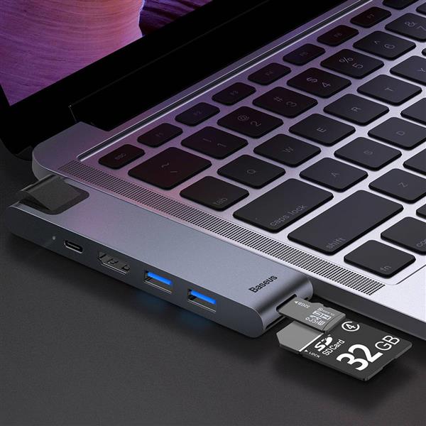 Baseus wielofunkcyjny HUB 7w1 stacja dokująca USB C Thunderbolt (MacBook Pro 2016 / 2017 / 2018) szary-2964243