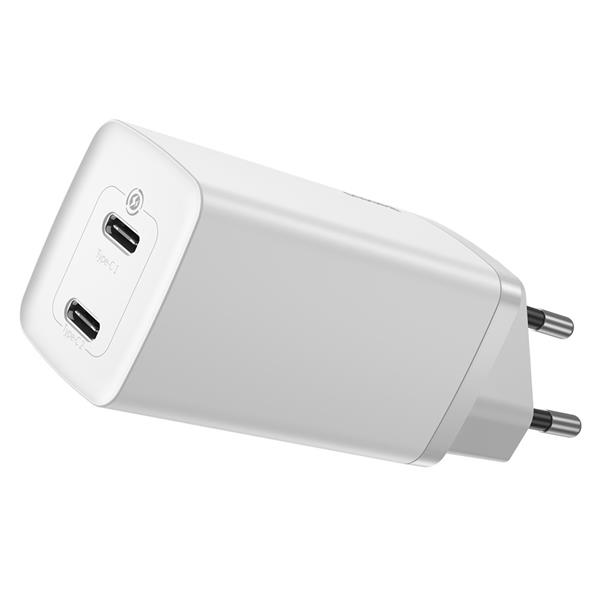 Baseus GaN2 Lite szybka ładowarka 2x USB Typ C 65 W Power Delivery 3.0 Quick Charge 4+ SCP FCP AFC biały (CCGAN2L-E02)-2183206