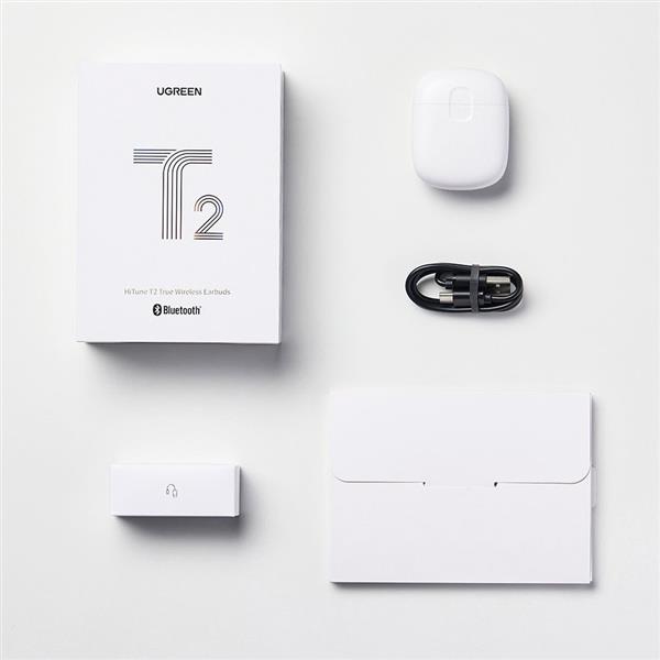Ugreen HiTune T2 ENC dokanałowe wodoodporne bezprzewodowe słuchawki Bluetooth 5.0 biały (WS105)-2205709