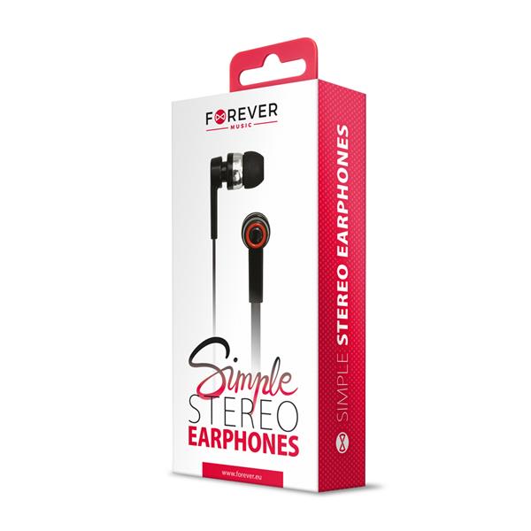Forever słuchawki przewodowe Simple dokanałowe jack 3,5mm czarne z przełącznikiem-2085212