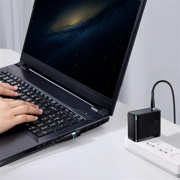 Baseus magnetyczny kabel do zasilania ładowania laptopa Lenovo USB Typ C - DC Round (5,5 mm x 2,5 mm) 100W 2m czarny (CATXC-X01)-2207921
