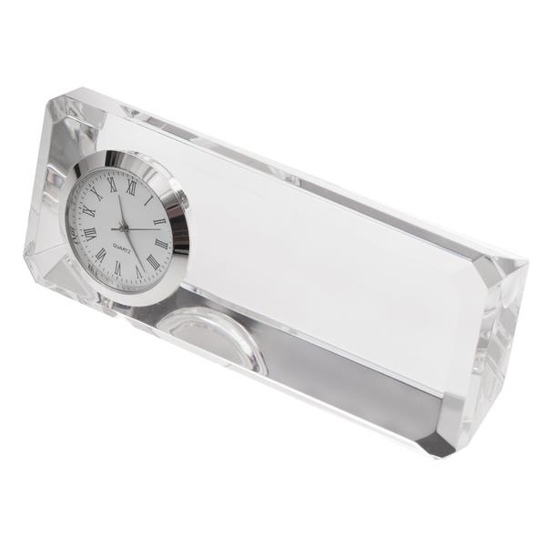 Kryształowy przycisk do papieru z zegarem Cristalino, transparentny-2011747