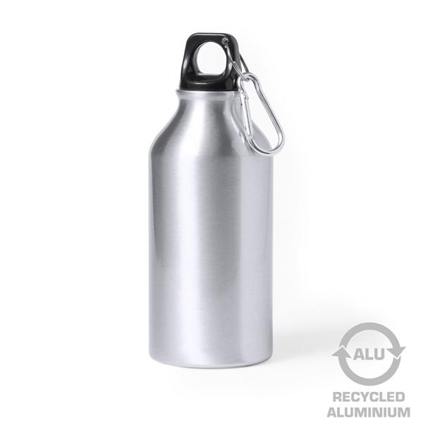 Butelka sportowa 400 ml z aluminium z recyklingu, z karabińczykiem-3042180