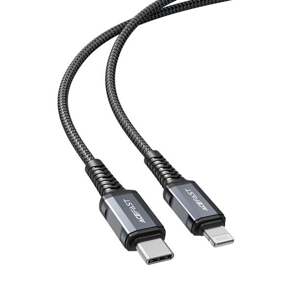 Acefast kabel MFI USB Typ C - Lightning 1,2m, 30W, 3A szary (C1-01 deep space gray)-2269834