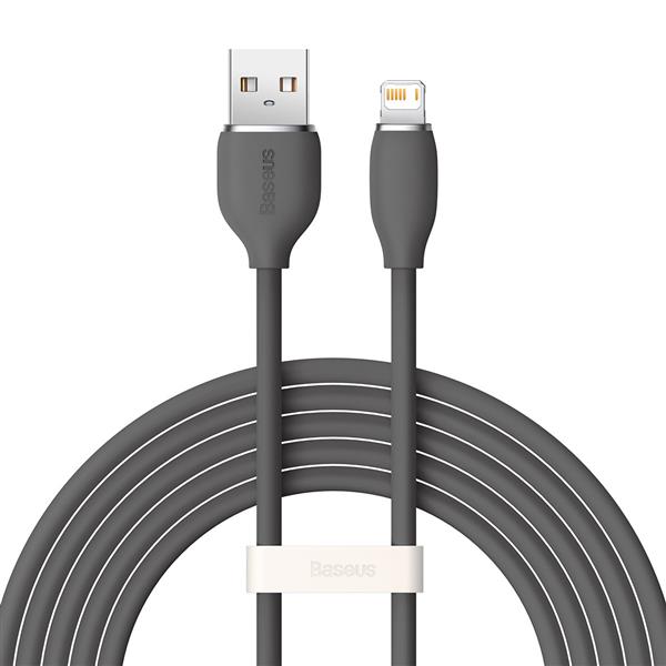 Baseus kabel, przewód USB – Lightning 2,4A długość 2 m Jelly Liquid Silica Gel – czarny-2280982