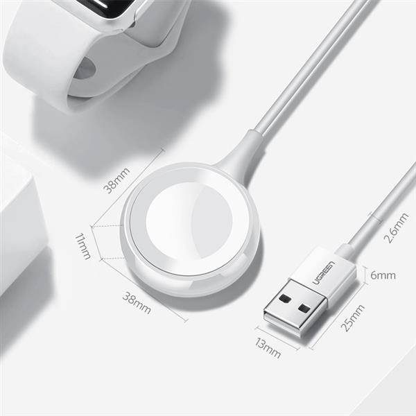 Ugreen bezprzewodowa ładowarka MFI Qi do Apple Watch z wbudowanym kablem 1m biały (CD177)-2268850
