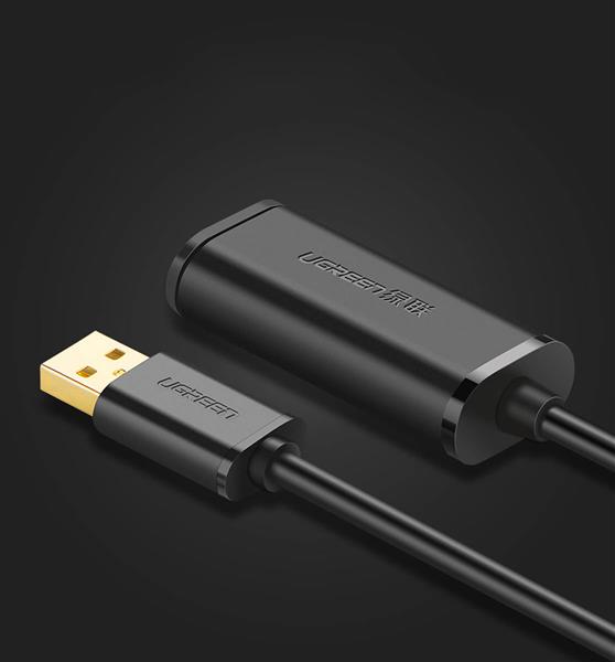 Ugreen kabel aktywny przedłużacz USB-A (męski) - USB-A (żeński) USB 2.0 480Mb/s 15m czarny (US121)-2964396