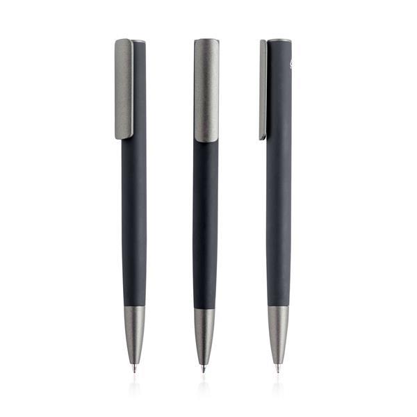 Aluminiowy długopis z recyklingu z bambusowym detalem-3182928