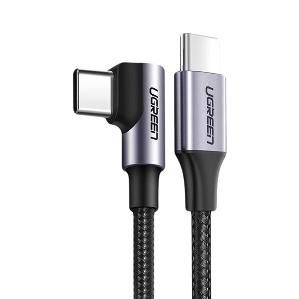 Ugreen kątowy kabel przewód USB Typ C - USB Typ C Power Delivery 60 W 20 V 3 A 2 m czarno-szary (US255 50125)-2170494