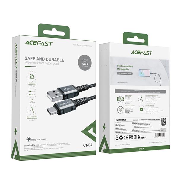 Acefast kabel USB - USB Typ C 1,2m, 3A szary (C1-04 deep space gray)-2269887