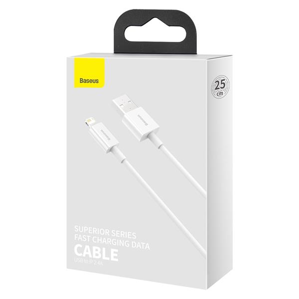 Baseus kabel Superior USB - Lightning 0,25 m 2,4A biały-2047776