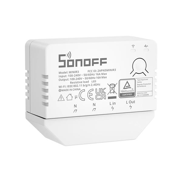 Sonoff dopuszkowy przełącznik prądowy Wi-Fi biały (MINIR3)-2394350