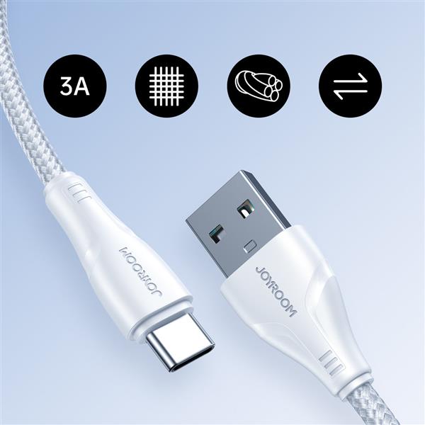 Joyroom kabel USB - USB C 3A Surpass Series do szybkiego ładowania i transferu danych 0,25 m biały (S-UC027A11)-2968559