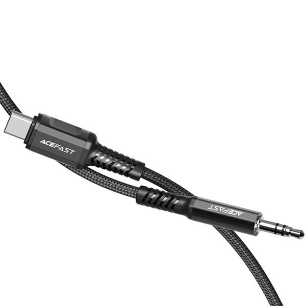 Acefast kabel audio USB Typ C - 3,5mm mini jack (męski) 1,2m, AUX czarny (C1-08 black)-2269941
