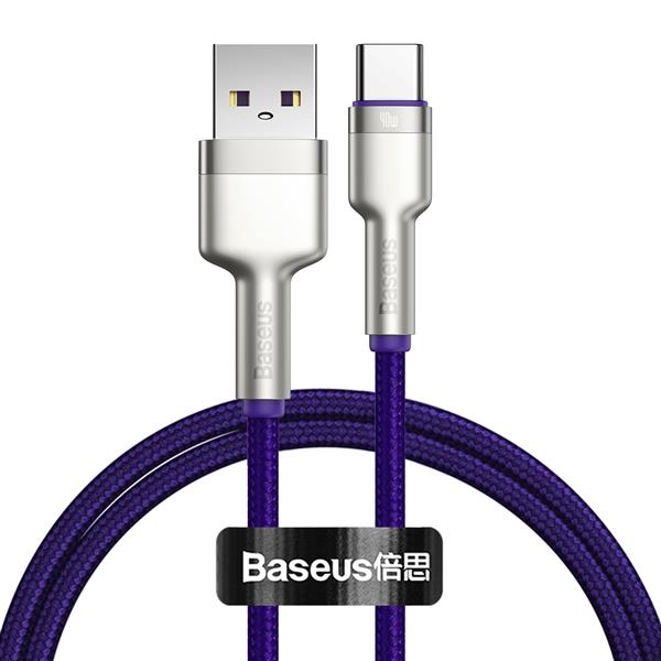Baseus kabel Cafule Metal USB - USB-C 1,0 m fioletowy 40W-2066437