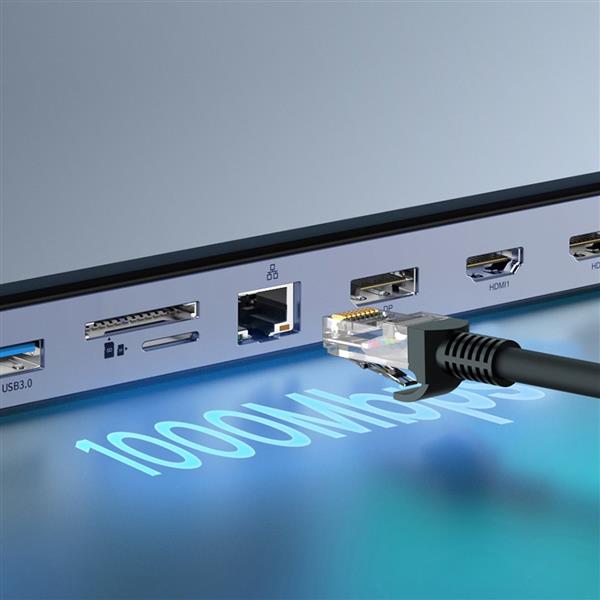 Baseus EliteJoy Gen2 uniwersalny HUB 11w1 podstawka pod laptopa z kablem USB Typ C 0,25m szary (WKSX030013)-2428274