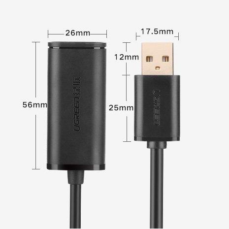 Ugreen kabel aktywny przedłużacz USB 2.0 480 Mbps 5 m czarny (US121 10319)-2169768