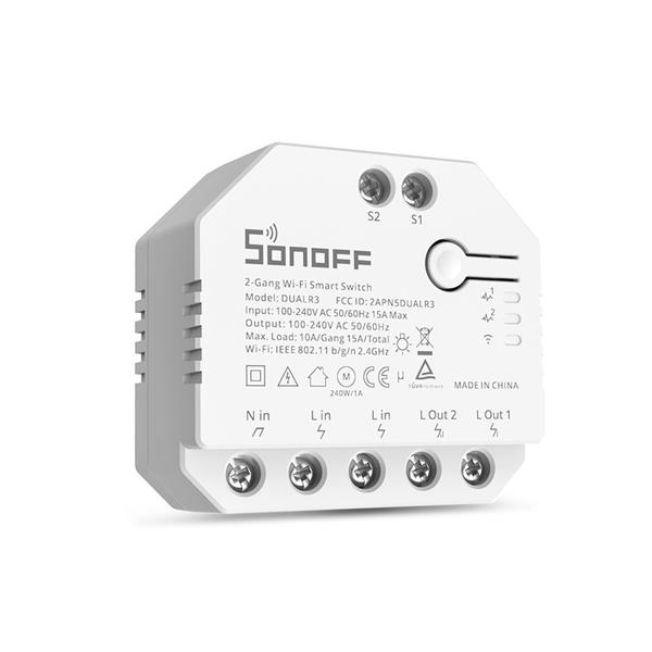 Sonoff dwukanałowy inteligentny przełącznik przekaźnik Wi-Fi biały (DUALR3)-2187456