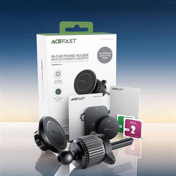 Acefast magnetyczny samochodowy uchwyt do telefonu na kratkę wentylacji czarny (D6 black)-2270339