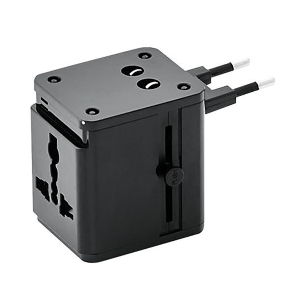 Travel adapter with 2 USB ports, PU case-1917882