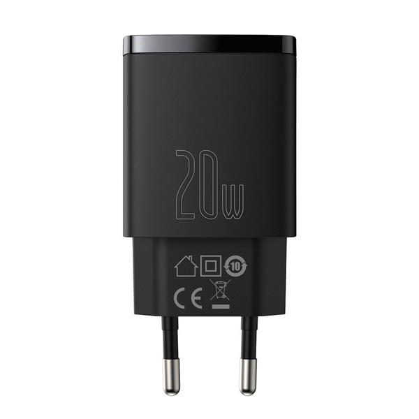Baseus Compact szybka ładowarka sieciowa USB / USB Typ C 20W 3A Power Delivery Quick Charge 3.0 czarny (CCXJ-B01)-2208926