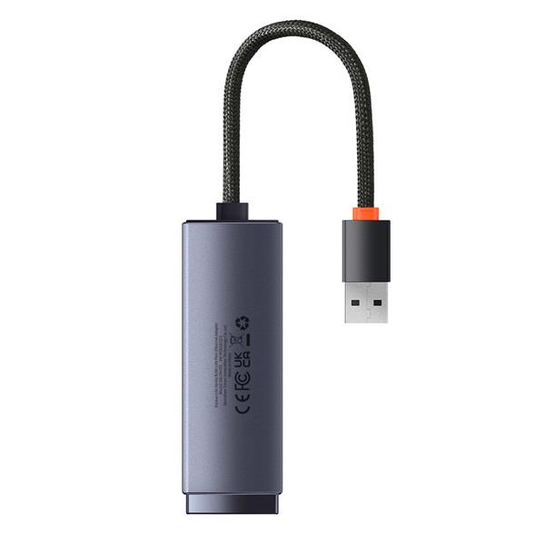Baseus Lite Series adapter USB - RJ45 gniazdo LAN 100Mbps szary (WKQX000013)-2387278