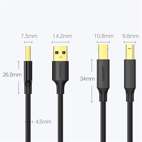 Ugreen kabel USB Typ B do drukarki (męski) - USB 2.0 (męski) 480 Mbps 1 m czarny (US135 20846)-2295901