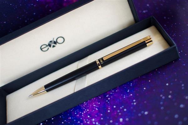 Długopis EXO Vela, czarny, złote wykończenia-3039708