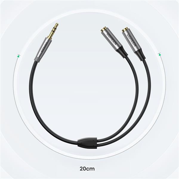 Ugreen przewód kabel przedłużacz AUX 3,5mm mini jack 0,2m czarny (AV191 50253)-2201535