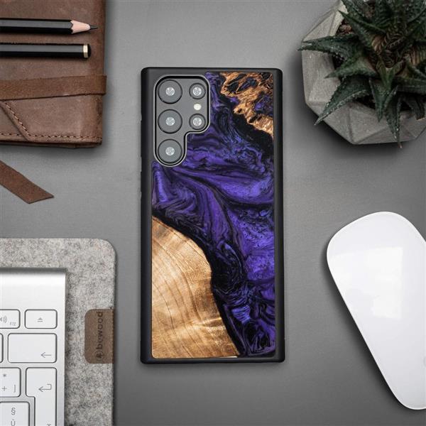 Etui z drewna i żywicy na Samsung Galaxy S22 Ultra Bewood Unique Violet - fioletowo-czarne-3133078