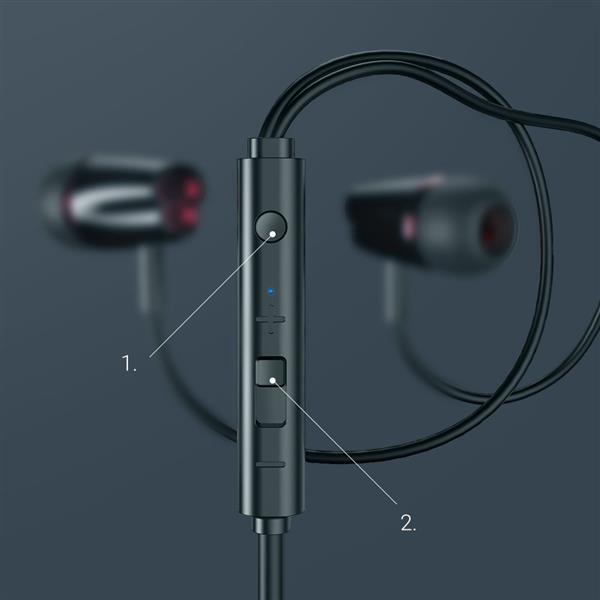Joyroom dokanałowe słuchawki 3,5 mm mini jack z pilotem i mikrofonem czarny (JR-EL114)-2203564