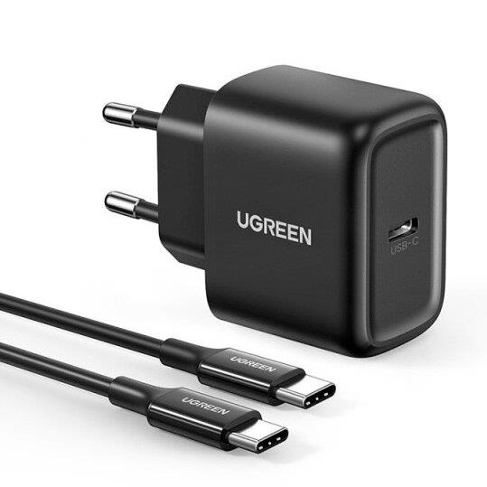 Ugreen ładowarka sieciowa USB Typ C 25W Power Delivery + kabel USB Typ C 2m czarny (50581)-2205359