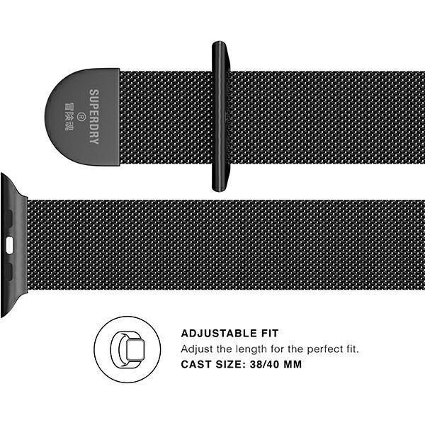 Etui SuperDry Watchband na Apple Watch 38/40/41 mm Series 4/5/6/7/8/SE/SE 2 Chainmail - czarne 41681-2285147
