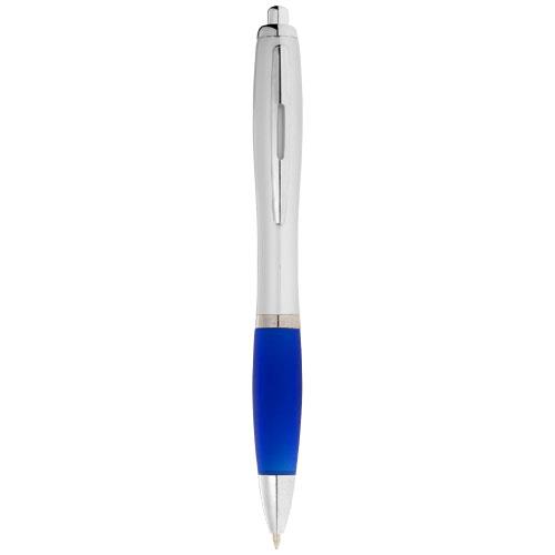 Długopis ze srebrnym korpusem i kolorowym uchwytem Nash-1374644